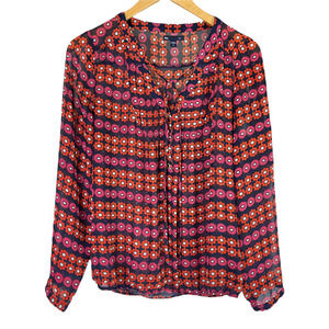 Gap Outlet Semi Sheer Lightweight Blouse Top Career Casual Blue Floral Medium